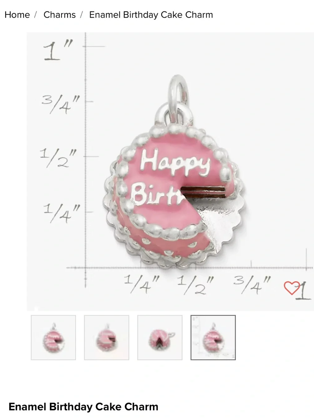 James Avery Pink Enamel Birthday Cake Charm - Picture 4 of 6